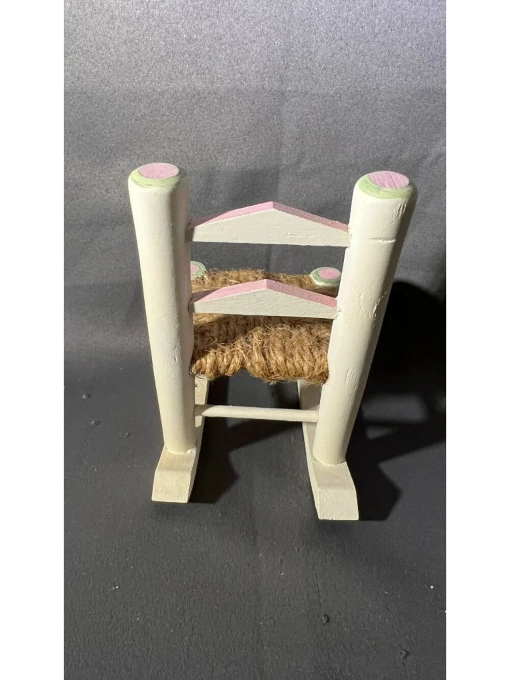 Vintage Handmade Wooden Dollhouse Rocking Chair Rustic Decor